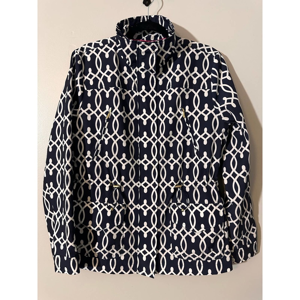 Crown and Ivy Rain Coat. Blue and White-M